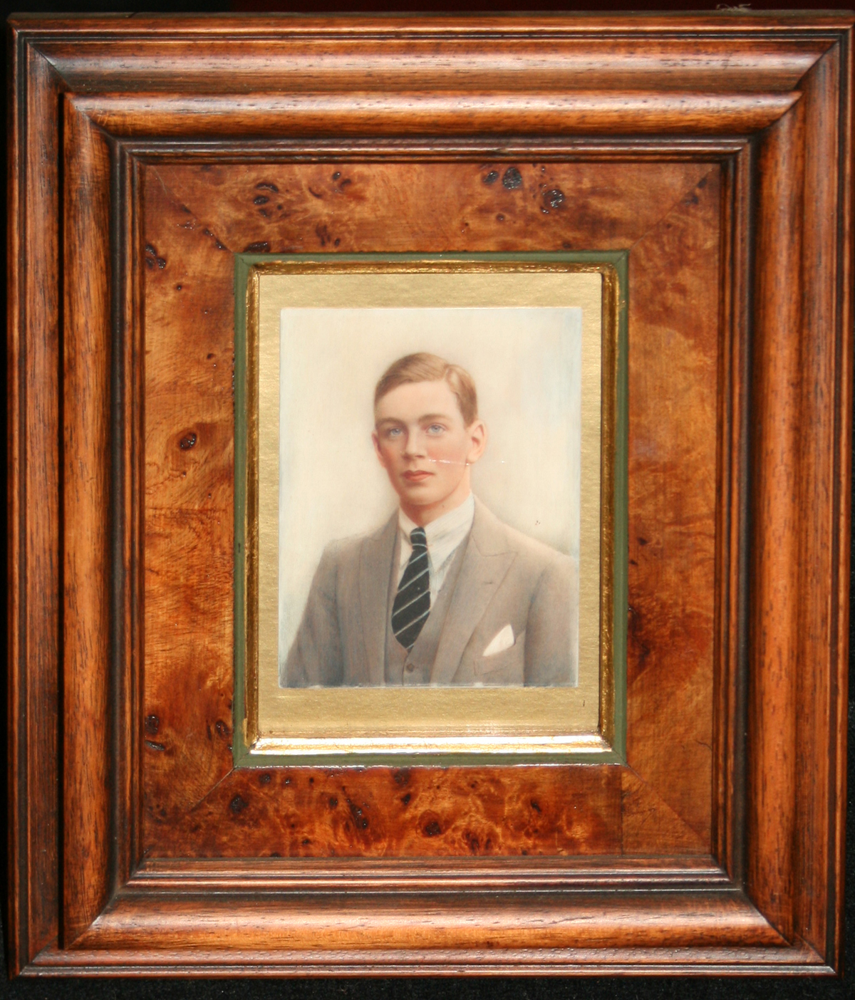 ENGLISH SCHOOL, (20TH CENTURY) Portrait of a Gent wearing Suit and Tie  oil miniature  3½ x 2¾ins