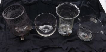 A Mixed Lot comprising: a Clear Glass Finger Bowl, a Clear Glass Cooler and two 19th Century Vases