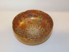 A Satsuma Bowl of lobed tapering circular baluster form, well painted in traditional colours,