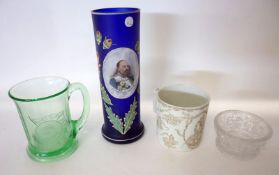 A Mixed Lot comprising: various Royal Commemorative Wares to include a Blue Glass Edward VII