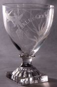 A late 18th/early 19th Century Wine Glass, with inscription “Charles Grymes Horning” and also etched