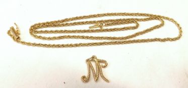 A mid-grade yellow metal Rope Twist Neck Chain, 50 cm long, stamped “14K”; together with an unmarked