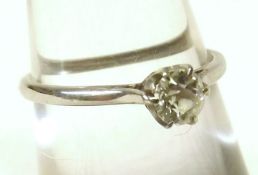 A Solitaire Old Cut Diamond Ring, approx ¼ ct, high grade precious metal stamped “Plat”