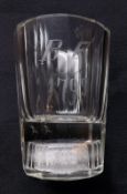 A 20th Century Die Glass bearing date 1795 and also engraved with scene of Pugilists, the foot inset
