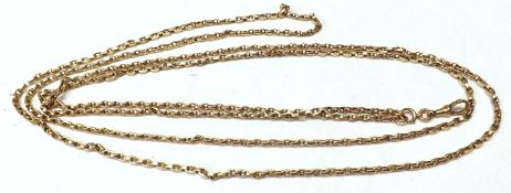 A late Victorian 9ct Gold Belcher Link Guard Chain, 146 cm long, chain and snap stamped “9c” and