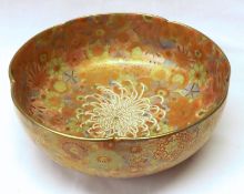 A Satsuma Bowl of lobed tapering circular baluster form, well painted in traditional colours, mainly