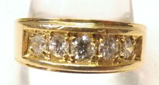 An extra large Brilliant Cut Diamond Ring, curved channel set, approx ½ ct total, stamped “14K”
