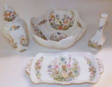 A Mixed Lot comprising: an Aynsley Cottage Garden large lobed Bowl; a matching Octagonal Covered