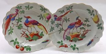 Two early 19th Century Side Dishes, decorated with birds and pheasants amongst floral sprays, 8”