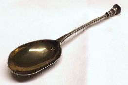 A Queen Anne Seal End Tablespoon with flattened stem, oval bowl, 7 ½” long (with defects), London