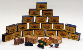 A collection of Matchbox Moko Series Die-Cast Vehicles, No 1 through to 14; together with Nos 18,