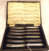 A Cased Set of Six Silver-handled Steel-bladed Dessert Knives, Sheffield 1898