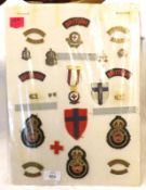 Small Collection: assorted WWII period Badges mounted on card, including Red Cross, ARP, three