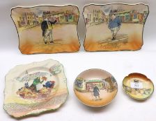 A Mixed Lot of Royal Doulton Dickens Wares comprising: two shaped Rectangular Dishes “Captain