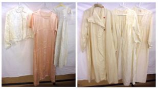 Mixed Vintage to include Cotton Whitework Nightdresses and Undergarments; Surgeons type Wool Coat;