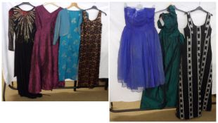 Assorted Mixed Ladies Vintage comprising: a Blue Chiffon Cocktail style Dress; a Black Dress with