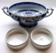 A Mixed Lot comprising: a pair of 19th Century Cream Glazed Round Coasters with pierced design;
