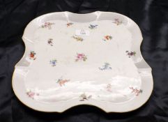 A 20th Century Lobed Tray, decorated with floral sprays, impressed and printed Meissen marks to
