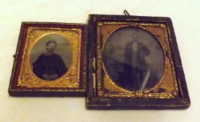 Two Daguerreotype Portraits: a ¾ length of gentleman standing with a walking cane, and half-length