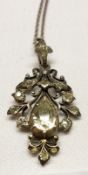 An early 20th Century Georgian styled white metal and paste-set Pendant, 41 mm overall including