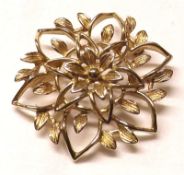 A 1960s floral design gilt metal openwork Brooch “Pete Lure” by Sarah Coventry, 4cm diameter
