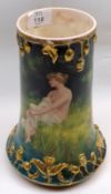 A Royal Bonn Tapering Vase, decorated with a scene of a nude by stream-side, further decorated