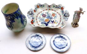 A Mixed Lot comprising: a 19th Century double-handled Dish marked “Japan Opaque China” to base;