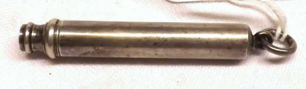 A white metal Travelling Pencil of typical cylindrical form, apparently unmarked