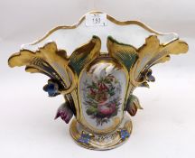 A 19th Century Paris Porcelain Flared Top Vase, decorated with central painted panel and floral
