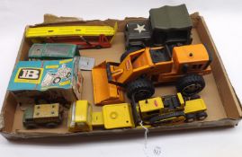 BRITAINS, TONKA, BRIMTOY ETC NOS 9670 ETC, eight various playworn unboxed tinplate and die-cast Toys