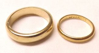 An Edwardian hallmarked 22ct Gold Wedding Ring, hallmarked for London 1905; together with an