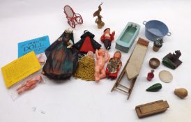 A box containing a small quantity of Vintage Doll’s House Furniture and assorted mostly small