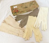 A Fabric-covered Glove Box containing a quantity of assorted Kid Leather Gloves
