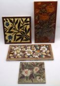 Two large early 20th Century Tiles, both decorated with foliage; a further example by Josiah