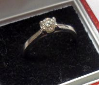 A hallmarked 18ct White Gold Brilliant Cut Solitaire Diamond Ring of approximately ¼ ct