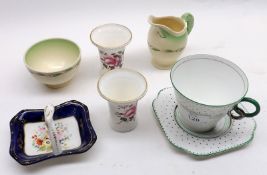 A Mixed Lot comprising: a Crown Chelsea Art Deco Teacup and Saucer (saucer A/F); a pair of Crown