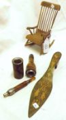 A Mixed Lot comprising: a Miniature Rocking Chair; a Miniature Shoe and a further folding Portable