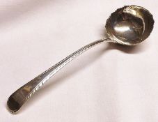 A George III Old English Feather Edge pattern Sauce Ladle, London hallmarks rubbed, weight approx