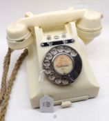 A Vintage Ivory Coloured Bakelite 300 Series Telephone, the base fitted with sliding address drawer,