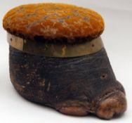 A late 19th/early 20th Century Novelty Stool, formed from an elephant’s foot, (some damage repair