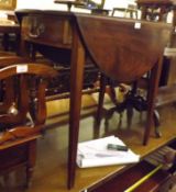 An early 19th Century Mahogany Drop Leaf Table with single end drawer, raised on tapering legs,
