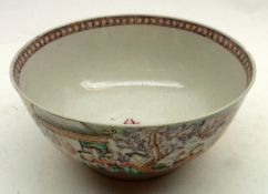 A 19th Century Chinese Circular Bowl of tapering form, painted with an all over scene of figures