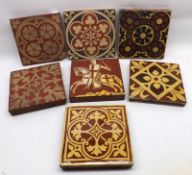 A collection of seven various Earthenware and other Tiles, includes examples by Minton, Campbell,