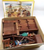 A mid-20th Century Boxed Fort Yellowstone with a quantity of assorted Cowboy and Indian Figures