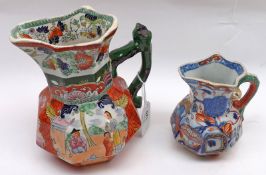 A 19th Century Masons Ironstone Octagonal Jug, decorated in colours with Chinese type design;