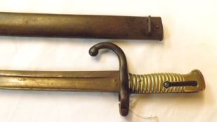 French Model 1866 Sabre Bayonet, Chatellerault blade, metal scabbard