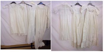 A collection of approximately nine Vintage Christening type Gowns; together with a Whitework