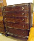 A 19th Century Mahogany Bow Fronted Chest of five graduated drawers, flanked on either side by