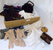 A Box containing a quantity of assorted Vintage Accessories, to include: Tapestry Handbag;