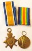 Great War Pair Medals to 7475 Private M Scarfe, Suffolk Regiment, 1914-15 Star, Victory Medal